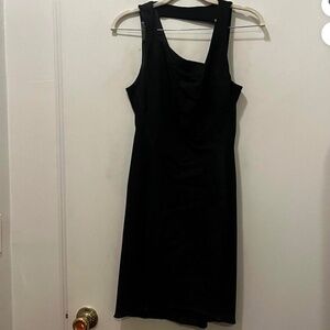 HELMUT LANG vintage 90s denim and black bondage bodycon dress